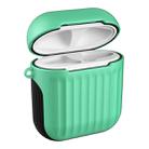 HX-0010-XLX 2 in 1 Anti-fall TPU + PC Suitcase Shape Wireless Bluetooth Earphone Protective Case for Apple AirPods 1, with Hook(Green) - 1