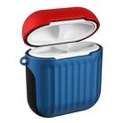 HX-0010-XLX 2 in 1 Anti-fall TPU + PC Suitcase Shape Wireless Bluetooth Earphone Protective Case for Apple AirPods 1, with Hook(Blue + Red) - 1
