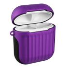 HX-0010-XLX 2 in 1 Anti-fall TPU + PC Suitcase Shape Wireless Bluetooth Earphone Protective Case for Apple AirPods 1, with Hook(Purple) - 1