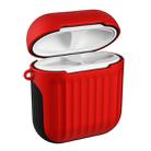 HX-0010-XLX 2 in 1 Anti-fall TPU + PC Suitcase Shape Wireless Bluetooth Earphone Protective Case for Apple AirPods 1, with Hook(Red) - 1