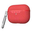 For Apple AirPods Pro TPU Litchi Texture Wireless Earphone Protective Case with Hook(Red) - 1