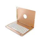 F102 For iPad 10.2 inch Wireless Bluetooth Keyboard Leather Tablet Case with Backlight (Gold) - 1