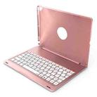 F102 For iPad 10.2 inch Wireless Bluetooth Keyboard Leather Tablet Case with Backlight (Rose Gold) - 1