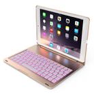 F102S For iPad 10.2 inch Aluminum Alloy Colorful Backlit Bluetooth Keyboard + Tablet Case (Gold) - 1