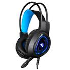 HAMTOD V1000 Dual-3.5mm Plug Interface Gaming Headphone Headset with Mic & LED Light, Cable Length: 2.1m(Blue) - 1