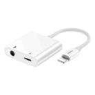 TOTUDESIGN EAUC-25 Glory Series 2 in 1 Multi-function 8 Pin + 3.5mm to 8 Pin Male Fast Charging & Music Audio & Card Reading Adapter (Call version)(White) - 1