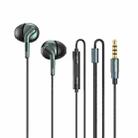 REMAX RM-595 3.5mm Gold Pin In-Ear Stereo Double-action Metal Music Earphone with Wire Control + MIC, Support Hands-free (Green) - 1