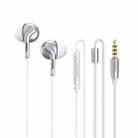 REMAX RM-595 3.5mm Gold Pin In-Ear Stereo Double-action Metal Music Earphone with Wire Control + MIC, Support Hands-free (White) - 1