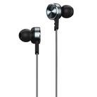 REMAX RM-620 3.5mm Gold Pin In-Ear Stereo Double-action Metal Music Earphone with Wire Control + MIC, Support Hands-free (Black) - 1