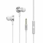 REMAX RM-620 3.5mm Gold Pin In-Ear Stereo Double-action Metal Music Earphone with Wire Control + MIC, Support Hands-free (White) - 1