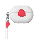 ROCK SPACE RPC1600 For Huawei Freebuds Pro Bear Pattern Silicone Earphone Protective Case with Detachable Lanyard(White) - 1