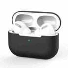 For AirPods Pro Silicone Wireless Earphone Protective Case Cover without Buckle(Black) - 1