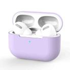 For AirPods Pro Silicone Wireless Earphone Protective Case Cover without Buckle(Purple) - 1