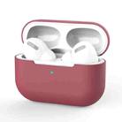 For AirPods Pro Silicone Wireless Earphone Protective Case Cover without Buckle(Wine Red) - 1