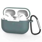 For AirPods Pro Silicone Wireless Earphone Protective Case Cover with Lanyard Hole & Carabiner(Dark Green) - 1
