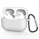 For AirPods Pro Silicone Wireless Earphone Protective Case Cover with Lanyard Hole & Carabiner(Light Grey) - 1