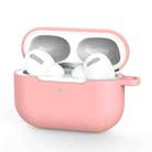 For AirPods Pro Silicone Wireless Earphone Protective Case Cover with Lanyard Hole(Pink) - 1