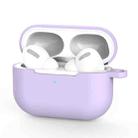 For AirPods Pro  Silicone Wireless Earphone Protective Case Cover with Lanyard Hole(Purple) - 1