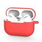 For AirPods Pro Silicone Wireless Earphone Protective Case Cover with Lanyard Hole(Red) - 1