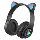 B39 Cat Ear Design LED Gradient Light Wireless Bluetooth Headset(Black) - 1