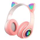 B39 Cat Ear Design LED Gradient Light Wireless Bluetooth Headset(Pink) - 1