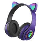 B39 Cat Ear Design LED Gradient Light Wireless Bluetooth Headset(Purple) - 1