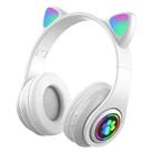 B39 Cat Ear Design LED Gradient Light Wireless Bluetooth Headset(White) - 1