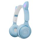 M6 Luminous Cat Ears Two-color Foldable Bluetooth Headset with 3.5mm Jack & TF Card Slot(Blue) - 1