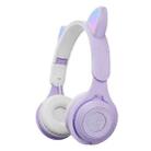 M6 Luminous Cat Ears Two-color Foldable Bluetooth Headset with 3.5mm Jack & TF Card Slot(Purple) - 1