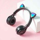 M6 Luminous Cat Ears Pure-color Foldable Bluetooth Headset with 3.5mm Jack & TF Card Slot (Black) - 1