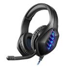 J1 PC Computer E-sports Gaming RGB Light Stereo Wired Headset with Microphone (Black Blue) - 1