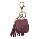 Leather Tassels Earphones Shockproof Protective Case for Apple AirPods 1/2 (Wine Red) - 1