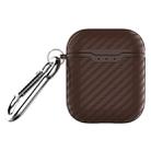 Carbon Fiber TPU Earphones Shockproof Protective Case for Apple AirPods 1/2(Coffee) - 1