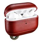 ICARER For Apple AirPods Pro Ring Buckle Version Retro Earphone Protective Leather Case(Red) - 1