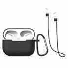 For AirPods Pro 3 in 1 Silicone Earphone Protective Case + Hook + Anti-lost Rope Set(Black) - 1
