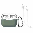 For AirPods Pro 3 in 1 Silicone Earphone Protective Case + Hook + Anti-lost Rope Set(Green) - 1