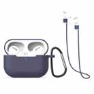 For AirPods Pro 3 in 1 Silicone Earphone Protective Case + Hook + Anti-lost Rope Set(Blue) - 1