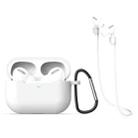 For AirPods Pro 3 in 1 Silicone Earphone Protective Case + Hook + Anti-lost Rope Set(White) - 1