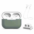 For AirPods Pro 3 in 1 Silicone Earphone Protective Case + Earphones Buckle + Anti-lost Rope Set(Green) - 1