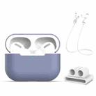 For AirPods Pro 3 in 1 Silicone Earphone Protective Case + Earphones Buckle + Anti-lost Rope Set(Grey) - 1