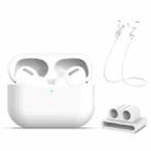 For AirPods Pro 3 in 1 Silicone Earphone Protective Case + Earphones Buckle + Anti-lost Rope Set(White) - 1
