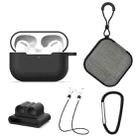 For AirPods Pro 5 in 1 Silicone Earphone Protective Case + Earphone Bag + Earphones Buckle + Hook + Anti-lost Rope Set(Black) - 1