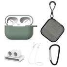 For AirPods Pro 5 in 1 Silicone Earphone Protective Case + Earphone Bag + Earphones Buckle + Hook + Anti-lost Rope Set(Green) - 1