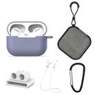 For AirPods Pro 5 in 1 Silicone Earphone Protective Case + Earphone Bag + Earphones Buckle + Hook + Anti-lost Rope Set(Grey) - 1