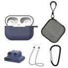 For AirPods Pro 5 in 1 Silicone Earphone Protective Case + Earphone Bag + Earphones Buckle + Hook + Anti-lost Rope Set(Blue) - 1