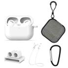 For AirPods Pro 5 in 1 Silicone Earphone Protective Case + Earphone Bag + Earphones Buckle + Hook + Anti-lost Rope Set(White) - 1
