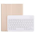 A11B Bluetooth 3.0 Ultra-thin ABS Detachable Bluetooth Keyboard Leather Tablet Case for iPad Pro 11 inch （2018）, with Pen Slot & Holder (Gold) - 1