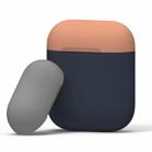 Three Color Dropproof Wireless Earphones Charging Box Protective Case for Apple AirPods 1/2 (Grey Orange Dark Blue) - 1