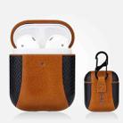 Colour-matching Flip-over Leather Earphones Shockproof Protective Case for Apple AirPods 1 / 2(Brown) - 1