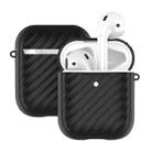 For Apple Airpods 1 / 2 Wave Texture TPU Wireless Earphone Protective Case without Earphone(Black) - 1